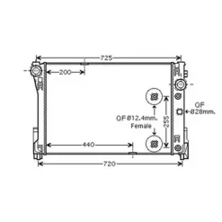 Radiateur de refroidissement moteur pour MERCEDES CLASSE C ph.1 2007-2011 (W204), OEM: 2045000403, Neuf