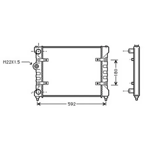 Radiateur de refroidissement moteur pour VOLKSWAGEN POLO III ph.1 1994-1999, OEM: 6K0121253K, Neuf