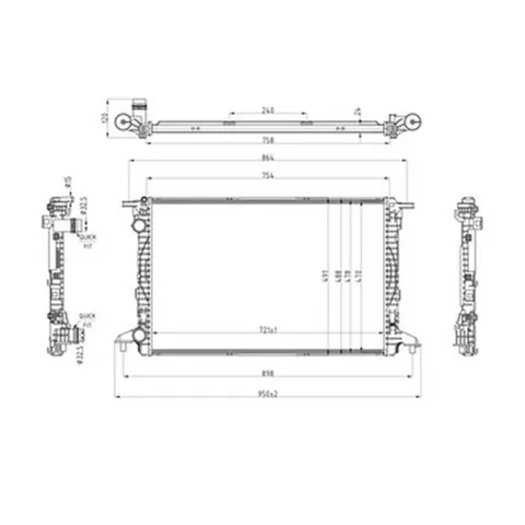 Radiateur de refroidissement moteur pour AUDI A4 B9 2015-2019, OEM: 8W0121251AK, Neuf