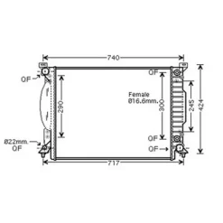 Radiateur de refroidissement moteur pour AUDI A4 II 2000-2004, OEM: 8E0121251AR, Neuf