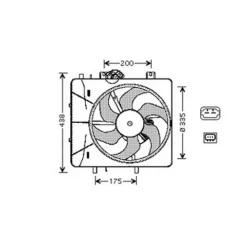 Ventilateur Radiateur moteur pour CITROËN C2 ph.1 2003-2008, OEM: 1253H3, Neuf