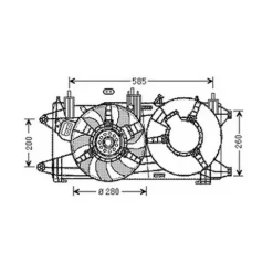 Ventilateur Radiateur moteur pour FIAT DOBLO I ph.2 2006-2010, OEM: 51755589, Neuf